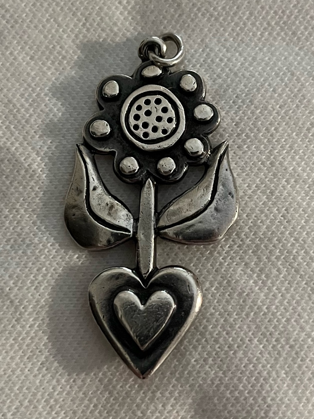 James Avery Silver Floral Heart Pendant
